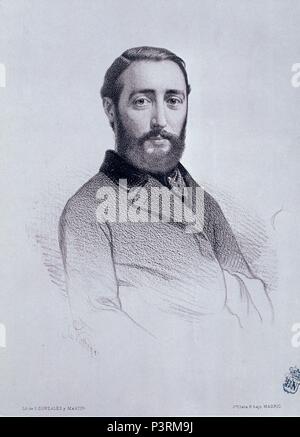 FRANCISCO ASENJO BARBIERI (1823-1894) COMPOSITOR Y MUSICOLOGO ESPAÑOL AUTOR DE ZARZUELAS. Lage: Biblioteca Nacional - COLECCION, MADRID, SPANIEN. Stockfoto