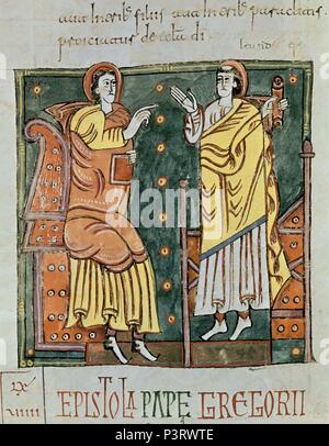 CODICE ALBENDENSE - MOZARABE-FOL 334 - SIGLO X Ort: MONASTERIO - BIBLIOTECA - COLECCION, SAN LORENZO DEL Escorial, Madrid, Spanien. Stockfoto