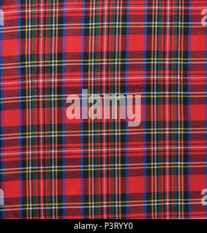 Rot Schwarz und Weiß rustikal Plaid fabric swatch Background. Stockfoto