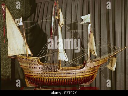 Das Modell der Santa Maria Karavelle. Madrid, Naval Museum. Lage: Museo Naval / MINISTERIO DE MARINA, MADRID, SPANIEN. Stockfoto