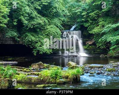 West Burton Wasserfall oder Kessel fällt im Dorf West Burton in Wensleydale Yorkshire Dales England Stockfoto