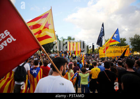 Girona, Katalonien, Spanien - Demonstration von Unabhängigkeit Stockfoto