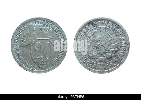 Alte Münzen - 20 Kopeken 1933 Sowjetunion Stockfoto