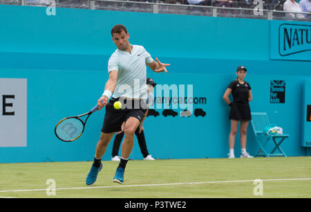 Die Queen's Club, London, Großbritannien. 19 Juni, 2018. Tag 2 beginnt auf dem Center Court mit Damir Dzumhur (BIH) vs Grigor Dimitrov (BUL). Credit: Malcolm Park/Alamy Leben Nachrichten. Stockfoto