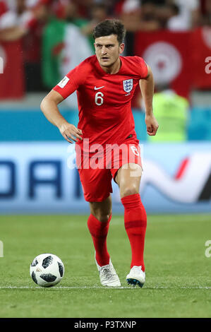Wolgograd, Russland. 18 Jun, 2018. Harry Maguire von England während der FIFA WM 2018 Gruppe G Match zwischen Tunesien und England in Wolgograd Arena am 18. Juni 2018 in Wolgograd, Russland. (Foto von Daniel Chesterton/phcimages.com) Credit: PHC Images/Alamy leben Nachrichten Stockfoto
