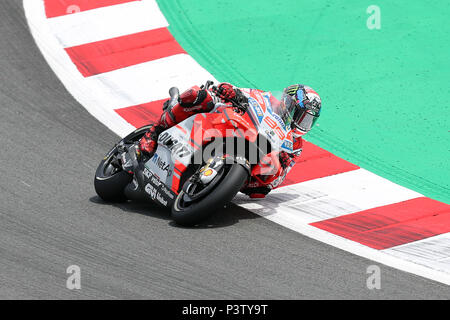 Montmelo, Katalonien, Spanien. 17 Juni, 2018. Jorge Lorenzo Spaniens und Ducati Team konkurriert beim Gran Premi Monster Energy de Catalunya (Grand Prix von Katalonien), MotoGP Rennen, am 17. Juni 2018 auf der Rennstrecke Catalunya in Montmelo bei Barcelona, Spanien Quelle: Manuel Blondeau/ZUMA Draht/Alamy leben Nachrichten Stockfoto