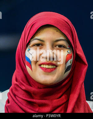 Stadion St. Petersburg, St. Petersburg, Russland. 19 Juni, 2018. FIFA Fußball-WM, Gruppe A, Russland gegen Ägypten; ägyptischer Ventilator Credit: Aktion plus Sport/Alamy leben Nachrichten Stockfoto