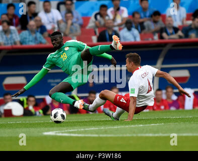 Moskau, Russland. 19 Jun, 2018. Senegal feiert nach dem Scoring ein Ziel während der WM Gruppe H Spiel zwischen Polen und Senegal zu Spartak Stadium. Credit: Andre Paes/Alamy leben Nachrichten Stockfoto