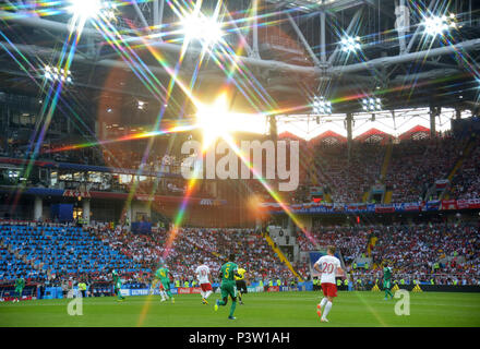 Moskau, Russland. 19 Jun, 2018. Senegal feiert nach dem Scoring ein Ziel während der WM Gruppe H Spiel zwischen Polen und Senegal zu Spartak Stadium. Credit: Andre Paes/Alamy leben Nachrichten Stockfoto