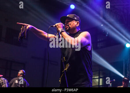 Zagreb, Kroatien. 19 Jun, 2018. Body Count, die Amerikanische heavy metal band, führt ein Live Konzert in Zagreb. Hier Sänger und Rapper Ice-T abgebildet ist live auf der Bühne. Credit: Deyan Baric/Alamy leben Nachrichten Stockfoto