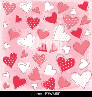 Symbole, die Herzen zum Valentinstag, Tapeten Stock Vektor