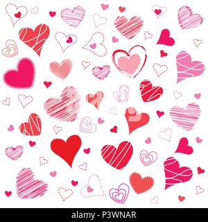 Symbole, die Herzen zum Valentinstag, Tapeten Stock Vektor