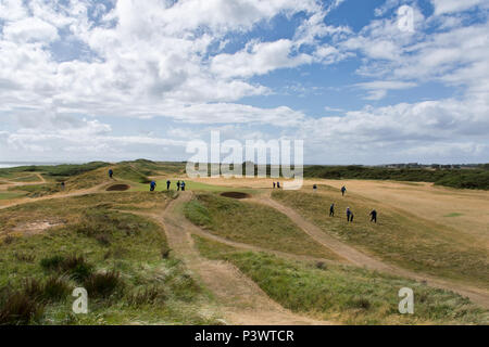 8. Loch in Royal Troon vom T-Boxen gesehen, Troon, Vereinigtes Königreich Stockfoto