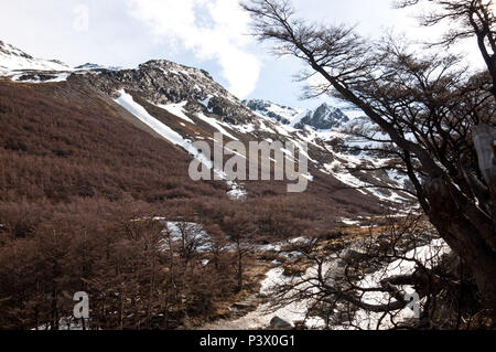 Na trilha Geleira Martial (Glaciar Martial), keine Meditation tun degelo. Eine geleira está localizada ao Norte da Cidade de Ushuaia, Região da Patagônia, na Argentinien. Stockfoto