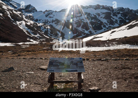 Na trilha Geleira Martial (Glaciar Martial), keine Meditation tun degelo. Eine geleira está localizada ao Norte da Cidade de Ushuaia, Região da Patagônia, na Argentinien. Stockfoto