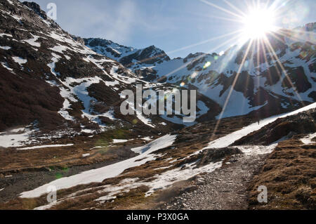 Na trilha Geleira Martial (Glaciar Martial), keine Meditation tun degelo. Eine geleira está localizada ao Norte da Cidade de Ushuaia, Região da Patagônia, na Argentinien. Stockfoto