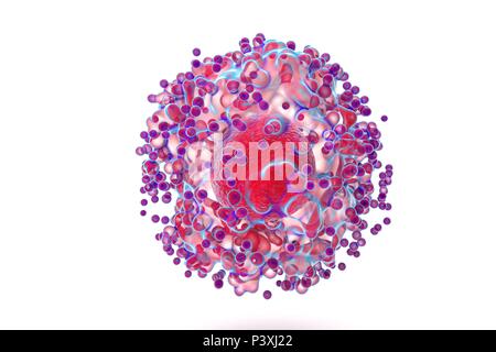 Biologische Zelle auf Read Hintergrund Mikroskop 3D-Illustration isoliert Stockfoto