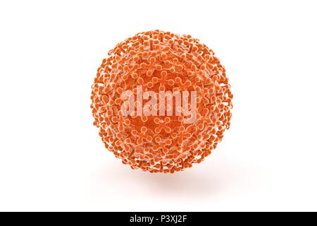 Biologische Zelle auf Read Hintergrund Mikroskop 3D-Illustration isoliert Stockfoto