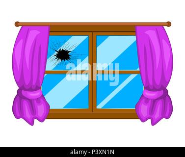 Gebrochene Fenster einfach vektor design isoliert auf weißem Stock Vektor