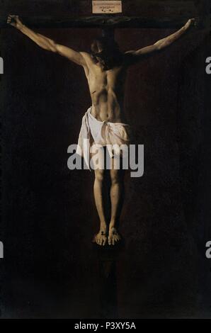 Christus am Kreuz - 17. Jahrhundert - Öl auf Leinwand. Autor: Francisco de Zurbaran (C. 1598-1664). Lage: das Museo DE BELLAS ARTES - CONVENTO DE LA MERCED CALZAD, Sevilla, Sevilla, Spanien. Auch bekannt als: Kreuzigung. Stockfoto