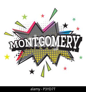 Montgomery Comic Text im Pop Art Stil. Vector Illustration. Stock Vektor