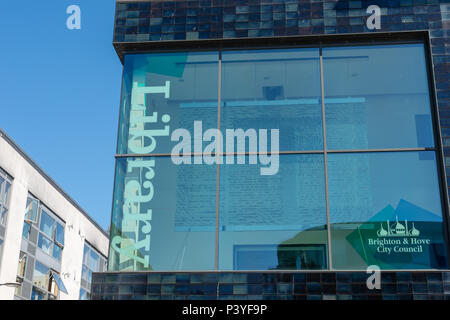 Das Jubiläum Bibliothek in Brighton, East Sussex, UK. Die Bibliothek ist in der Mitte der Stadt von Brighton & Hove entfernt. Stockfoto