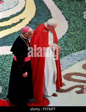 Jean Paul II sur un Tapis de fleurs à Saint Jacques de Compostelle.. Corogne. Lage: aussen, SANTIAGO DE COMPOSTELA, La Coruña, Spanien. Stockfoto