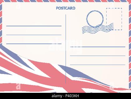 Postkarte Vorlage mit wehende Flagge des Vereinigten Königreichs Stock Vektor