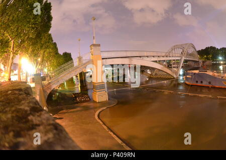 Les Grandes crus à Paris - Les Quais de Seine ne sind plus accessibles: l'eau est Montée. Du Trocadéro à Bercy, en passant par la Bibliothèque François Mitterrand, des Quais Mauriac à l'Ile Saint Louis, un Paysage jamais vu en février 2018 et 2016 Stockfoto