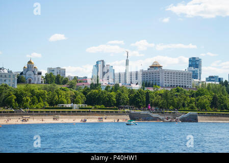 Wolga Damm in Samara, Russland. Panoramablick über die Stadt. Stockfoto