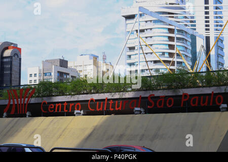 Vista da fachada tun CCSP (Centro Cultural São Paulo). Stockfoto