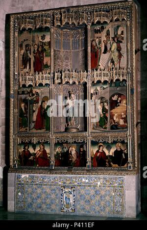 RETABLO DE SANTA ANA DE LA CAPILLA SANTO TOMAS - SIGLO XV. Autor: Maestro de Gamonal. Lage: Museo Diocesano, Valladolid, Spanien. Stockfoto