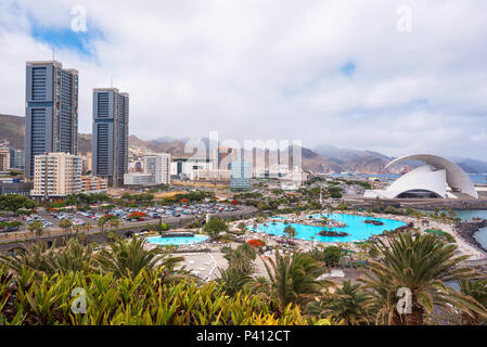 Skyline von Santa Cruz de Tenerife, Kanarische Inseln, Spanien. Stockfoto