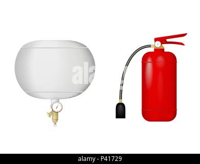 Eine Reihe von Feuerlöschern Stock Vektor