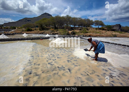 Salz Felder in Tamarin, Mauritius Stockfoto