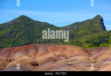 Die geologische Formation sieben farbigen Erden in den Chamarel plain genannt, Mauritius Stockfoto