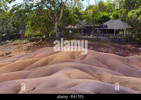 Die geologische Formation sieben farbigen Erden in den Chamarel plain genannt, Mauritius Stockfoto