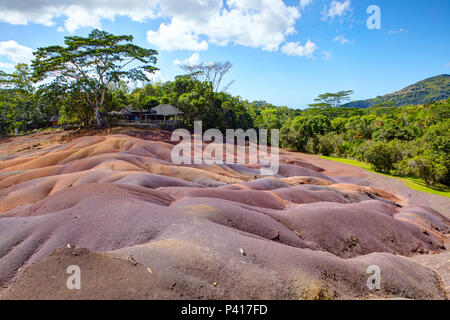 Die geologische Formation sieben farbigen Erden in den Chamarel plain genannt, Mauritius Stockfoto