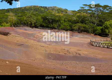 Die geologische Formation sieben farbigen Erden in den Chamarel plain genannt, Mauritius Stockfoto