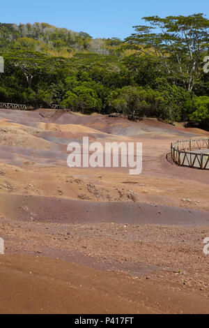 Die geologische Formation sieben farbigen Erden in den Chamarel plain genannt, Mauritius Stockfoto