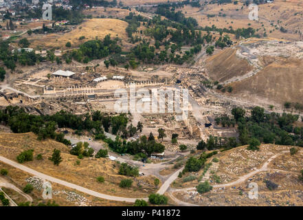 Archaelogic Ausgrabungen der Römischen Siedlung in Bet Shean, im Norden Israels, Luftaufnahme Stockfoto