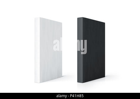 Leer leere und weiß Hardcover Buchrücken mockup stehen, isoliert, 3D-Rendering. Leer notebook mockup. Buchhandlung branding Vorlage. Stockfoto