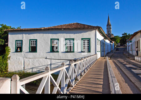 Goiás-GO Casa Casas térrea Casa de Cora Casa de Coralina Cidade de Goiás Cidade Histórica Patrimônio Histórico Piso Pé-de-moleque Ponte sobre o Rio Vermelho Rio Rio Vermelho Goiás Goiás Velho Brasilien Centro Oeste Stockfoto