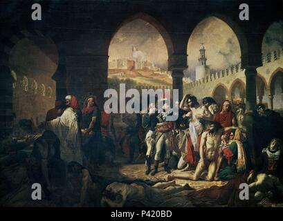 General Bonaparte Besuch der Plague-Stricken in Jaffa - 1804 - 523 x 715 cm - Öl auf Leinwand - Französischen Neoklassizismus. Autor: Antoine Jean Gros (1771-1835). Lage: Louvre Museum - Gemälde. Auch als: NAPOLEON VISITANDO LOS APESTADOS DE JAFFA EL 11 de marzo de 1799 bekannt. Stockfoto