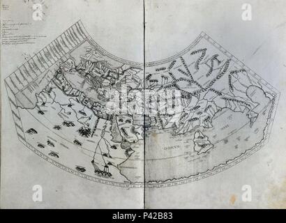 MAPA DEL MUNDO CONOCIDO - EDITADO EN EL S XV. Thema: Claudius Ptolemäus (100-170). Ort: ACADEMIA DE LA HISTORIA - COLECCION, MADRID, SPANIEN. Stockfoto