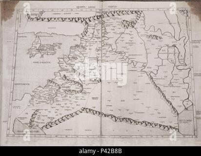 MAPA DE TURQUIA SIRIA Y ARABIEN EN EL SIGLO II. Thema: Claudius Ptolemäus (100-170). Ort: ACADEMIA DE LA HISTORIA - COLECCION, MADRID, SPANIEN. Stockfoto