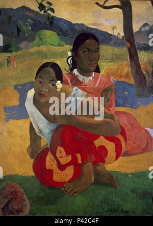 Nafea Faaipoipo (wenn Sie Heiraten?) - 1892 - 101 x 77 cm - Öl auf Leinwand. Autor: Eugène Henri Paul Gauguin (1848-1903). Lage: Musee D'Orsay, Frankreich. Auch als: CUANDO TU TE Fällen bekannt. Stockfoto