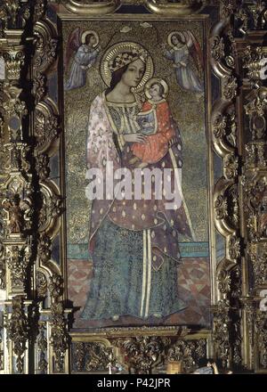 VIRGEN DE ROCAMADOR - SIGLO XV. Lage: IGLESIA DE SAN LORENZO, Sevilla, Sevilla, Spanien. Stockfoto