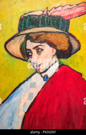 Porträt einer jungen Frau in einem großen Hut von Gabriele Munter vom 1909 Stockfoto