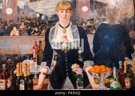 Gemälde mit dem Titel 'an der Bar des Folies-Bergere" von Edouard Manet datiert 1882 Stockfoto